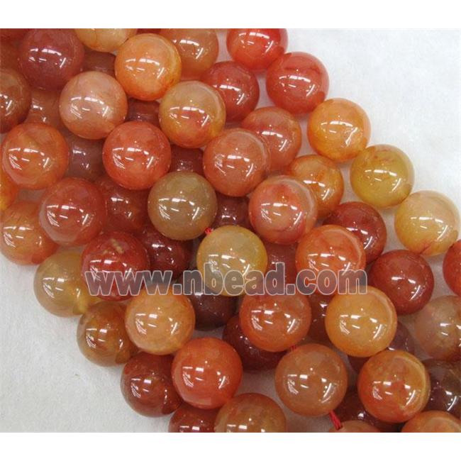 round carnelian beads, red