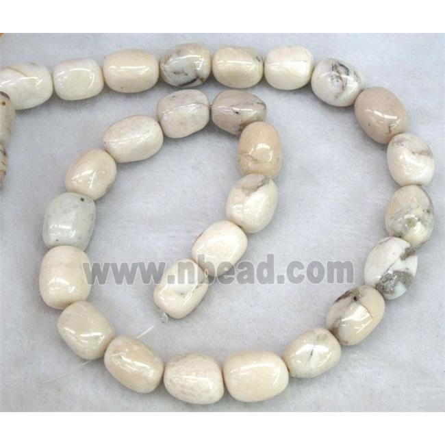 white Peruvian Moss Opal stone beads, freeform