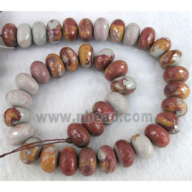 natural Noreena jasper beads, faceted rondelle