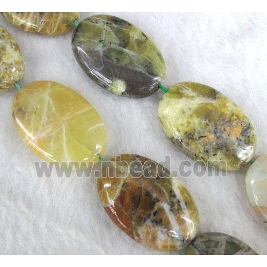 yellow opal stone beads, flat oval