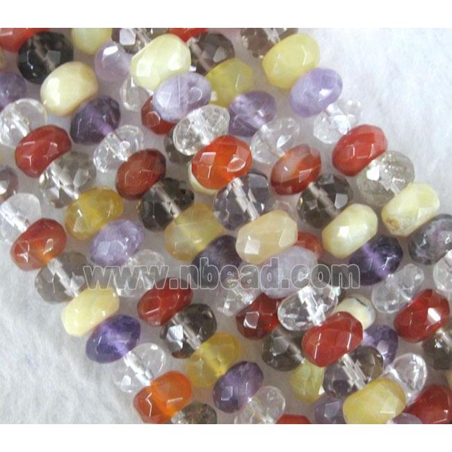 mixed gemstone beads, faceted rondelle, mixed color