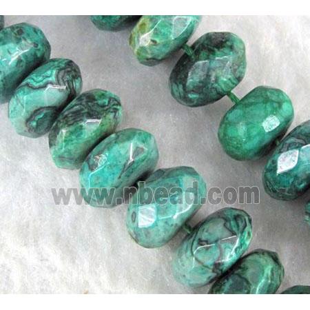 green picture jasper beads, faceted rondelle