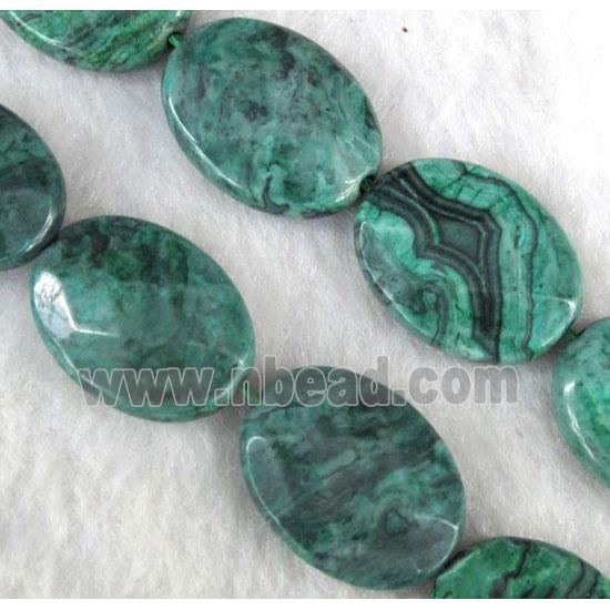 Natural Green Picture Jasper Oval Beads Faceted Dye