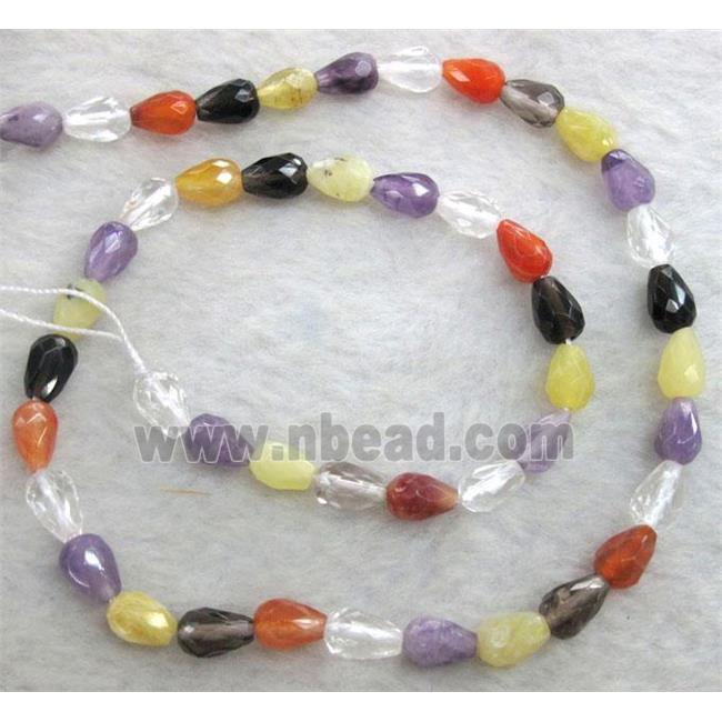 mixed gemstone beads, faceted teardrop