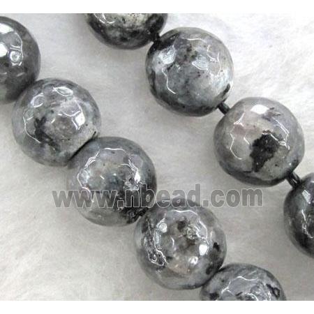 labradorite beads, faceted round, grey