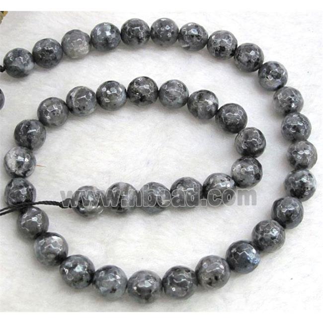 labradorite beads, faceted round, grey