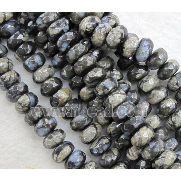 grey opal stone beads, faceted rondelle