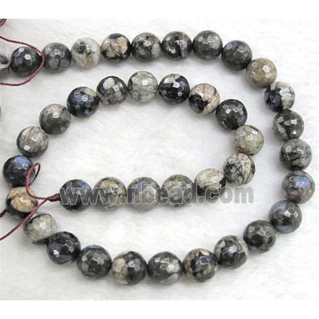 faceted round grey Opal Jasper Beads