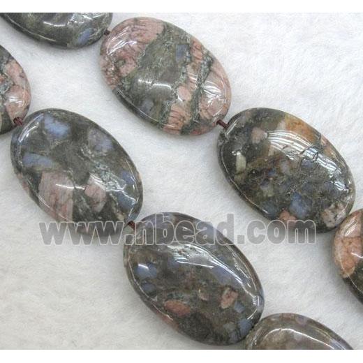 gray opal stone beads, flat oval