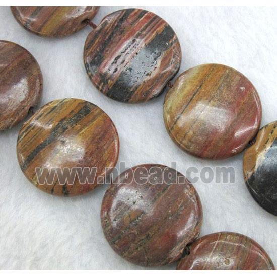 brown opal beads, flat-round