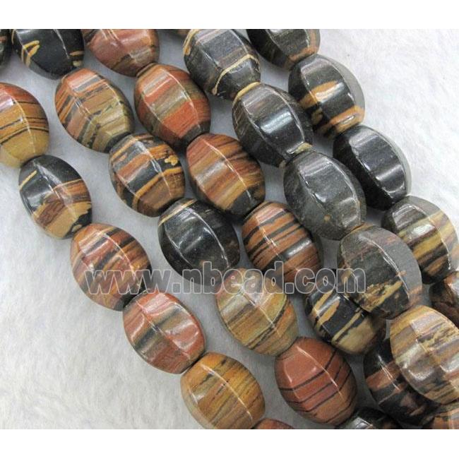 brown opal stone beads, faceted barrel