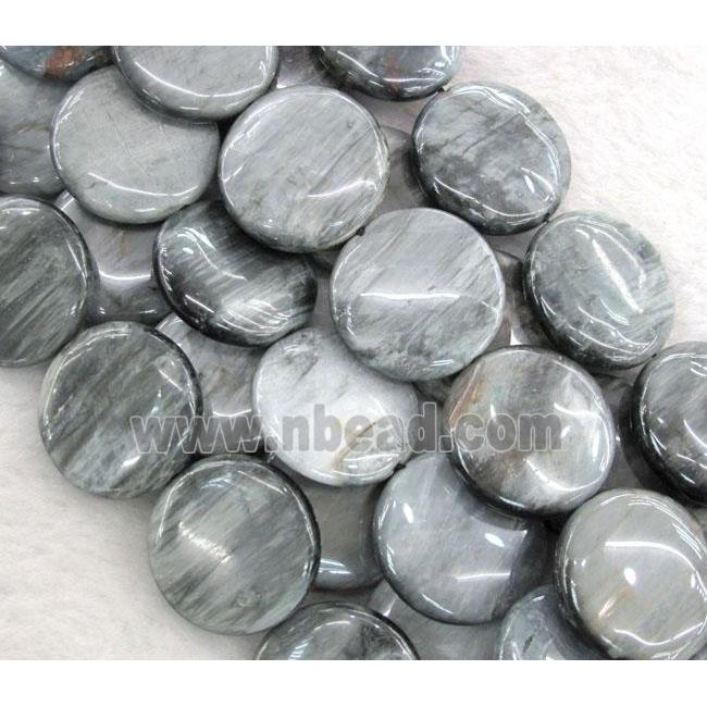 natural hawk Eye Stone beads, flat-round