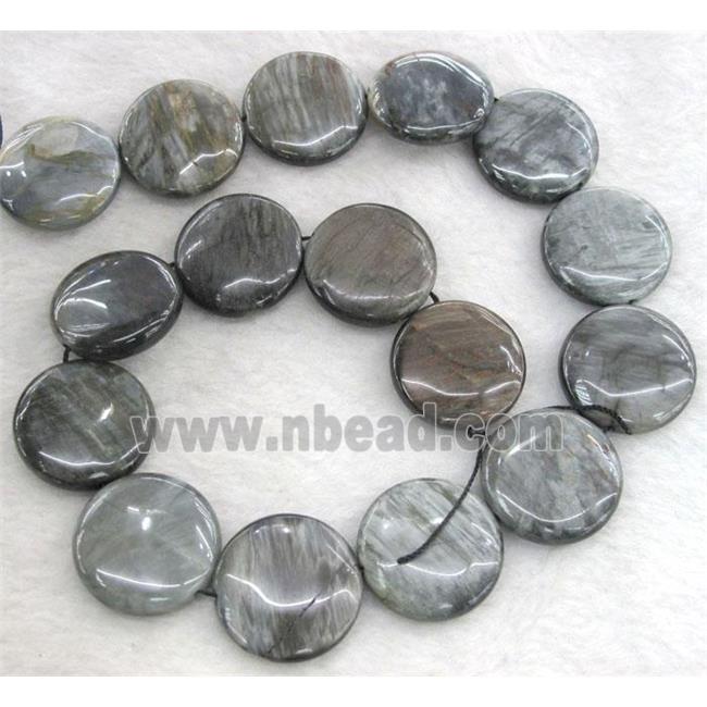 natural hawk Eye Stone beads, flat-round