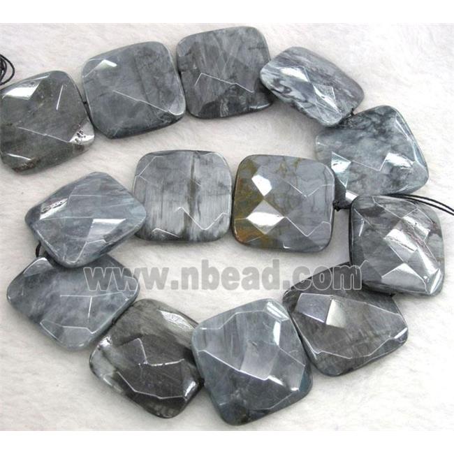 natural hawk Eye Stone beads, faceted square