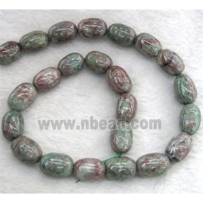 Red Green Garnet Bead, barrel