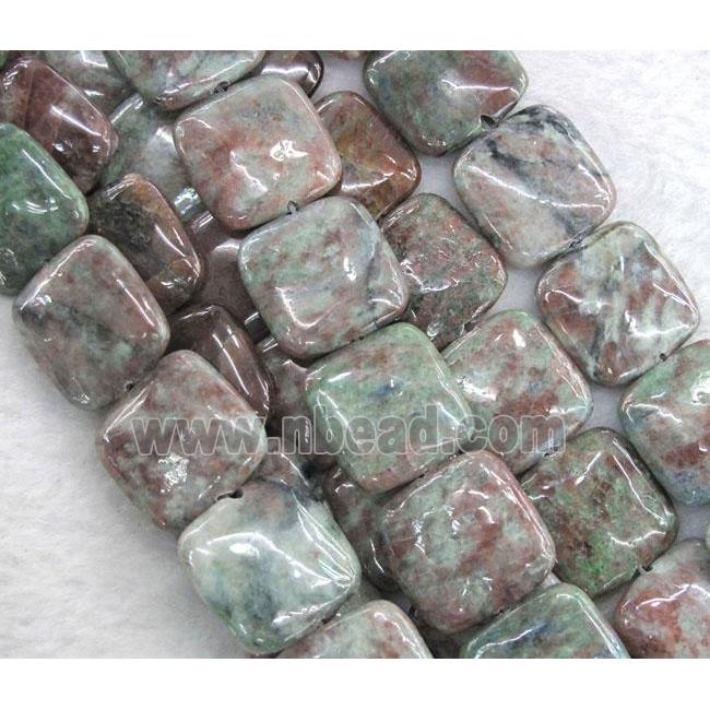 Red Green Garnet Beads, square