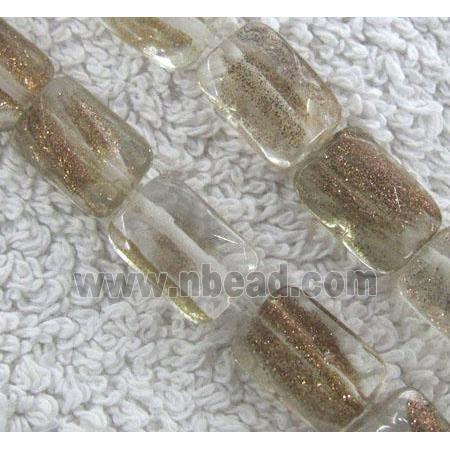 goldsand crystal quartz beads, faceted rectangle