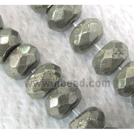 Pyrite Beads, faceted rondelle