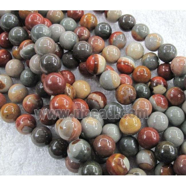 round American Picture Jasper Beads