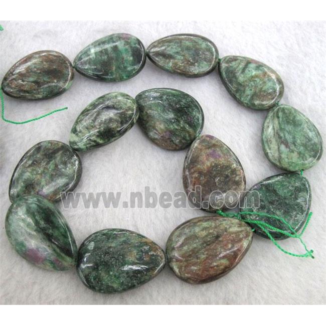 natural Emerald Bead, flat teardrop