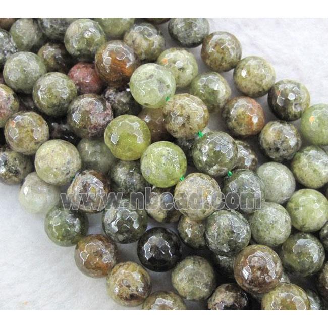 natural green Garnet Beads, faceted round, Grade-AA