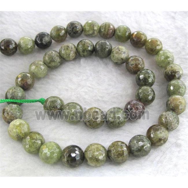 natural green Garnet Beads, faceted round, Grade-AA