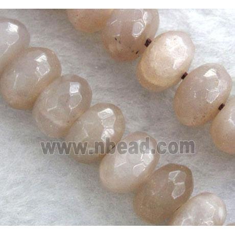 pink Sunstone beads, faceted rondelle