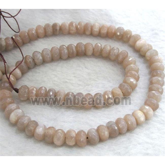 pink Sunstone beads, faceted rondelle