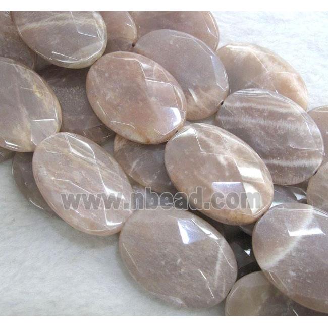 Sunstone beads, faceted oval, gray