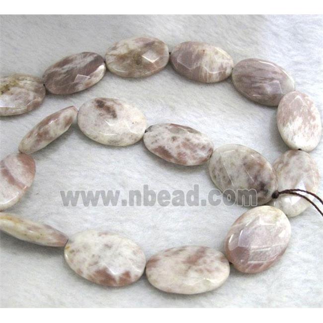 Sunstone beads, faceted oval