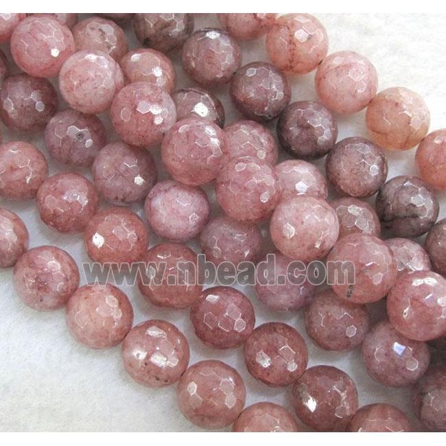 faceted round Strawberry Quartz beads