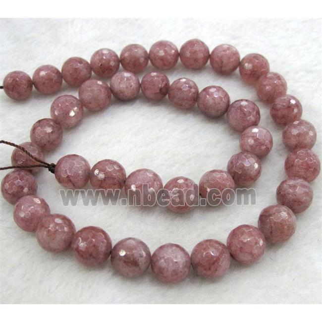 faceted round Strawberry Quartz beads