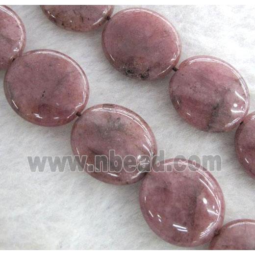 Strawberry Quartz beads, flat round