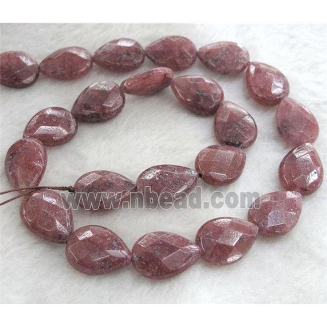 Strawberry Quartz bead, faceted teardrop