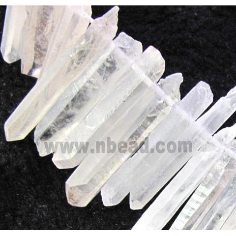 clear quartz stick beads for necklace, freeform