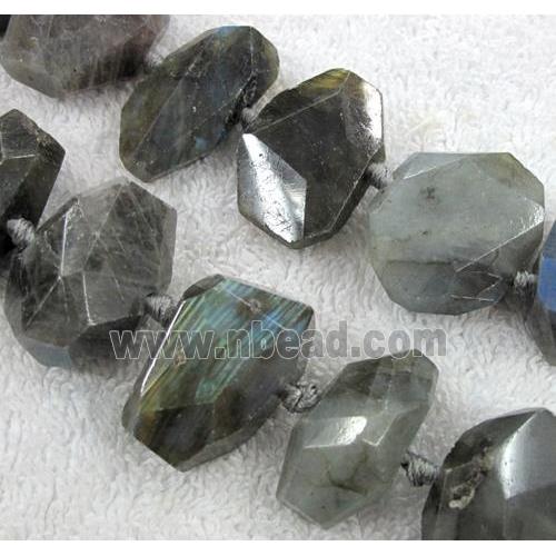 Labradorite bead, faceted freeform