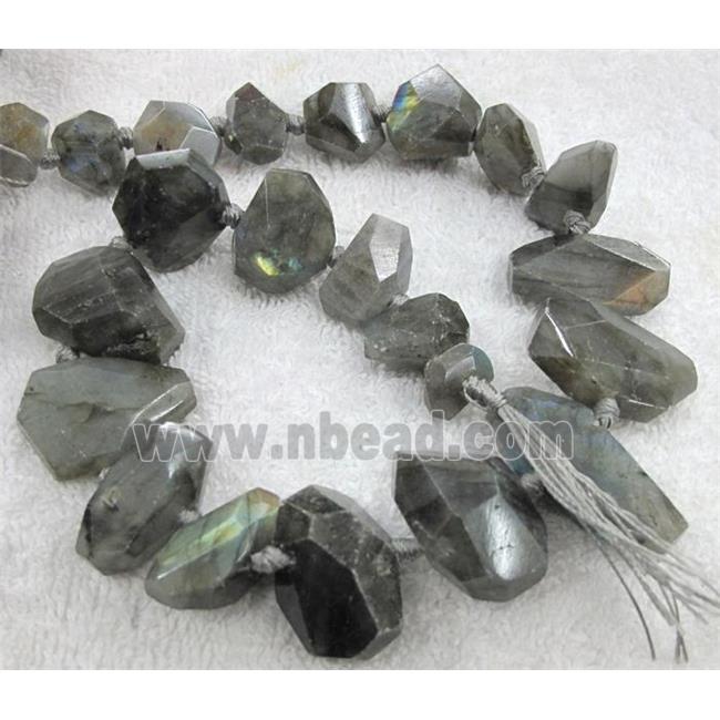 Labradorite bead, faceted freeform