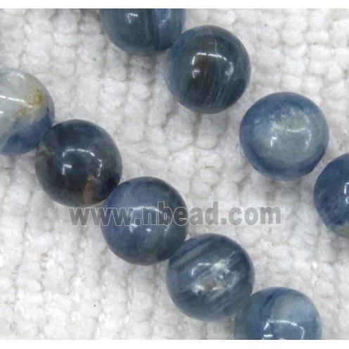 Kyanite beads, round, blue