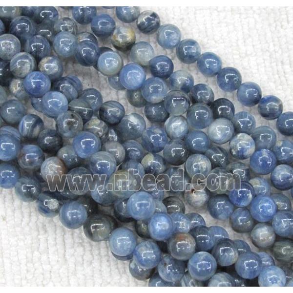 Kyanite beads, round, blue