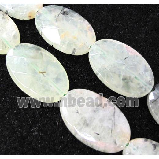 prehnite beads, faceted oval