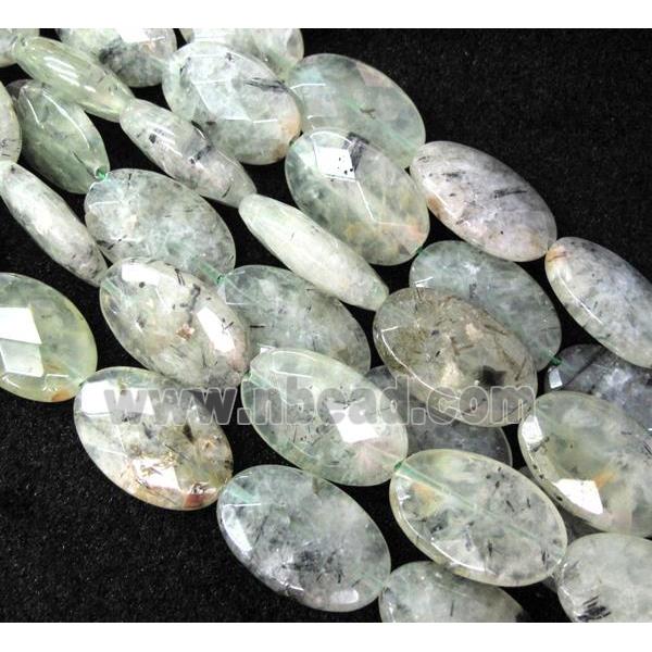 prehnite beads, faceted oval