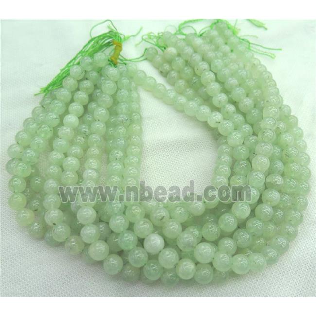 prehnite beads, round, lt.green