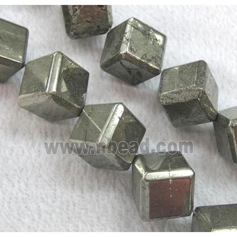 pyrite bead, faceted cube