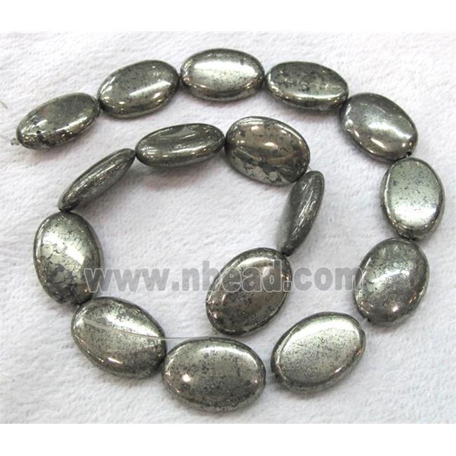 pyrite bead, flat oval