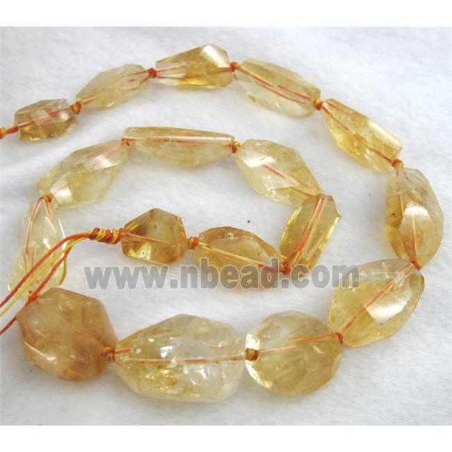 citrine nugget bead, freeform, yellow