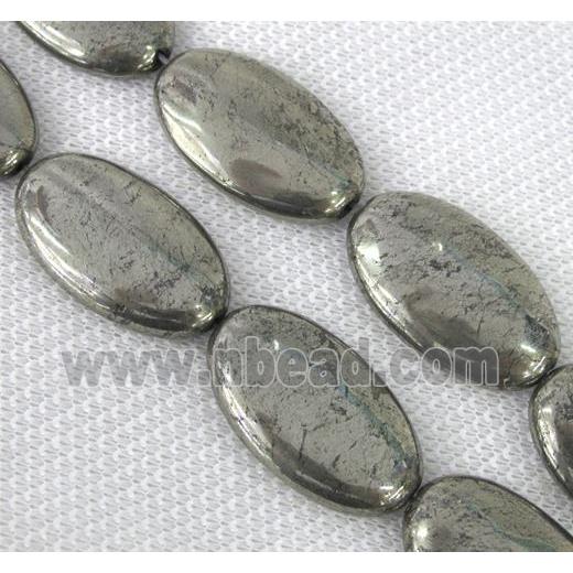 pyrite bead, flat oval