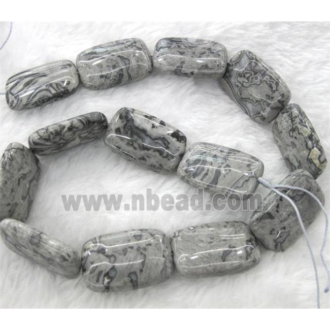 grey picture jasper bead, rectangle