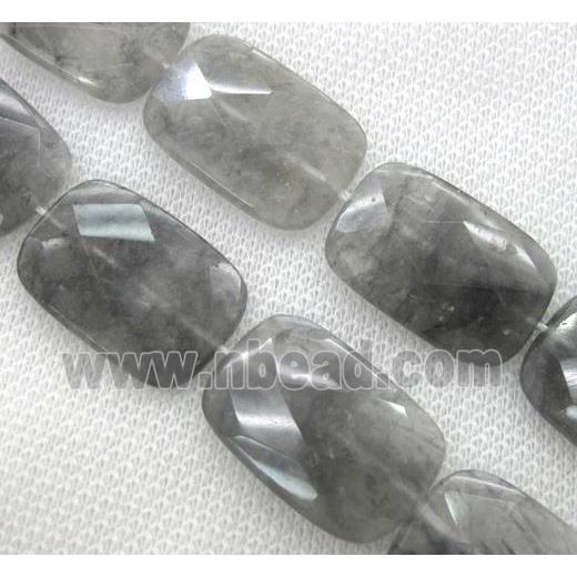 Cloudy Quartz Beads, faceted rectangle