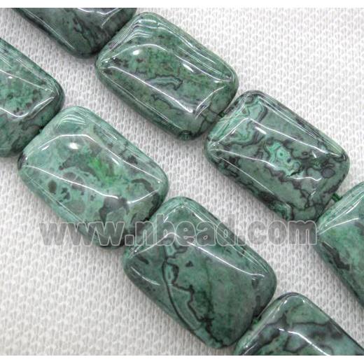 green picture jasper bead, rectangle