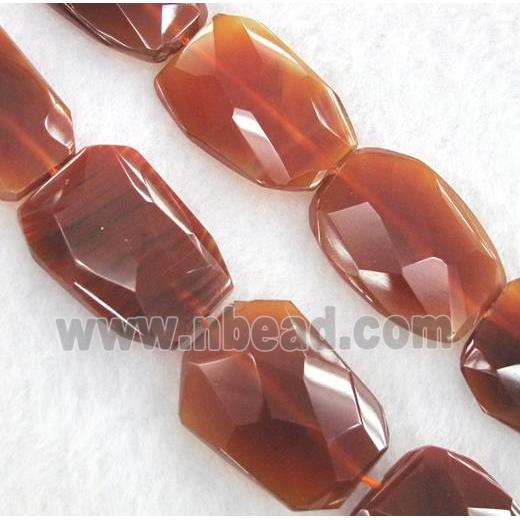 red agate beads, faceted freeform